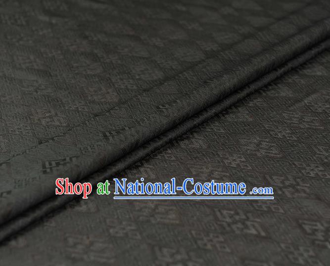 Chinese Cheongsam Cloth Traditional Black Silk Fabric Classical Rhombus Pattern Gambiered Guangdong Gauze