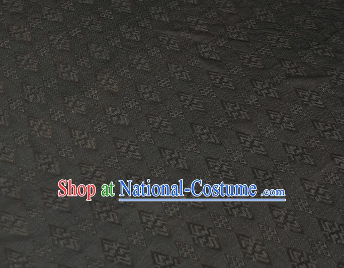 Chinese Cheongsam Cloth Traditional Black Silk Fabric Classical Rhombus Pattern Gambiered Guangdong Gauze