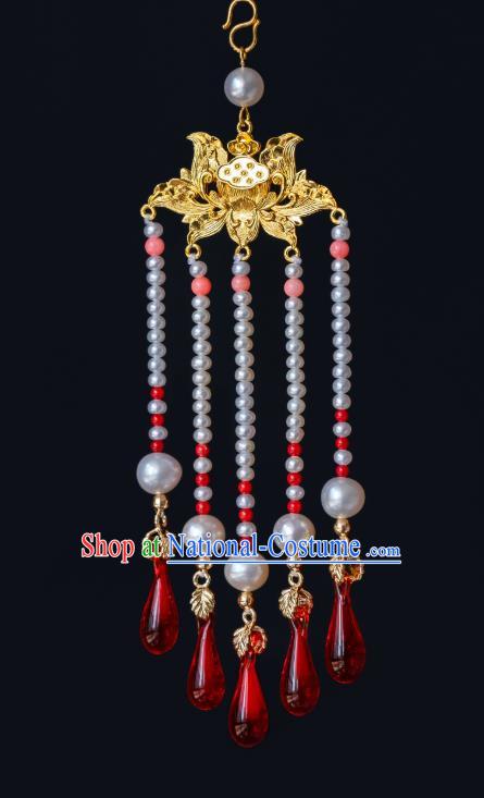 China Ancient Court Queen Phoenix Hair Crown Hair Accessories Traditional Ming Dynasty Empress Gilding Tassel Hairpin