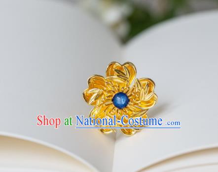 China Ming Dynasty Gilding Hairpin Traditional Court Queen Hair Accessories Ancient Empress Gilding Plum Blossom Hair Stick