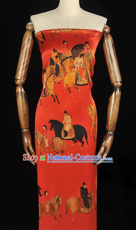 Chinese Cheongsam Classical Tang Dynasty Character Pattern Satin Cloth Traditional Jacquard Silk Fabric Gambiered Guangdong Gauze