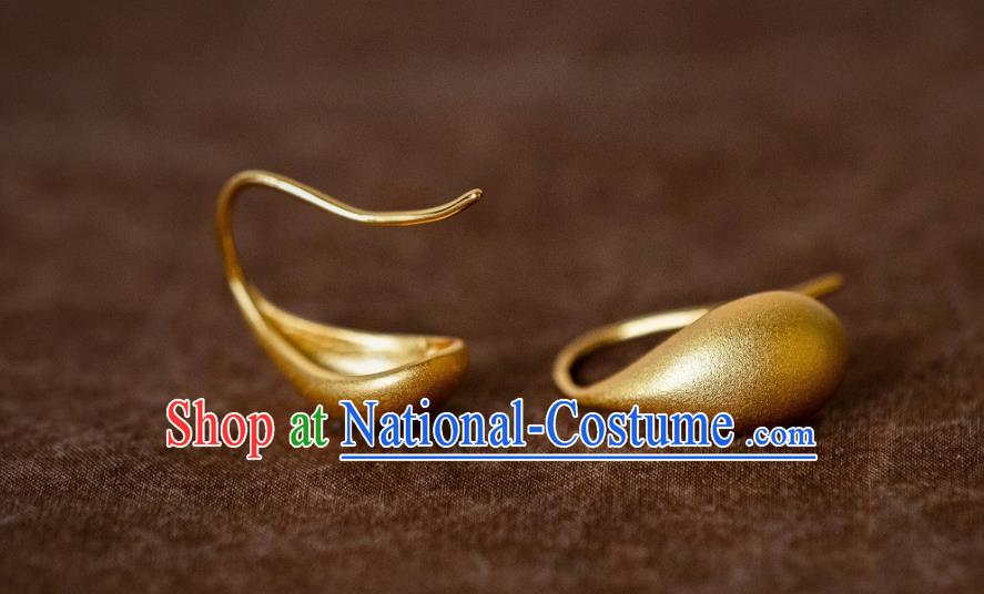 China Ming Dynasty Empress Gilding Earrings Traditional Ancient Court Ear Jewelry