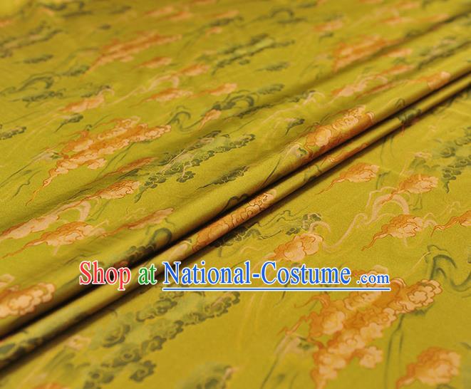 Chinese Cheongsam Gambiered Guangdong Gauze Classical Clouds Pattern Silk Material Traditional Light Green Silk Fabric