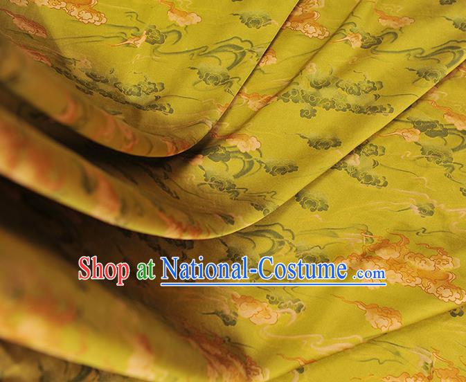 Chinese Cheongsam Gambiered Guangdong Gauze Classical Clouds Pattern Silk Material Traditional Light Green Silk Fabric