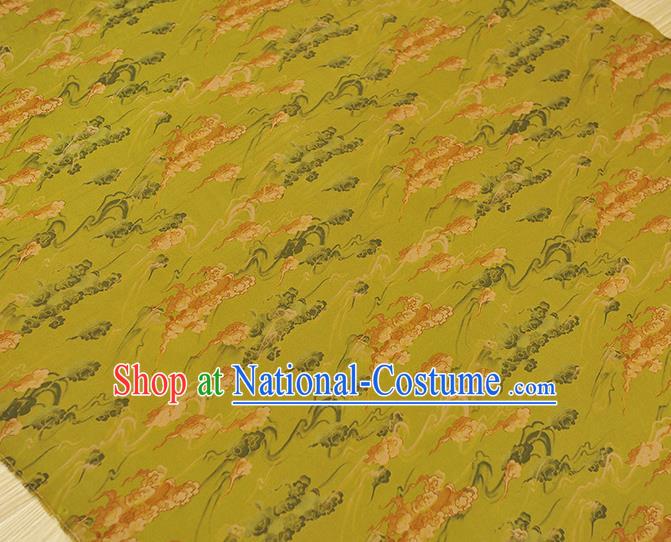 Chinese Cheongsam Gambiered Guangdong Gauze Classical Clouds Pattern Silk Material Traditional Light Green Silk Fabric