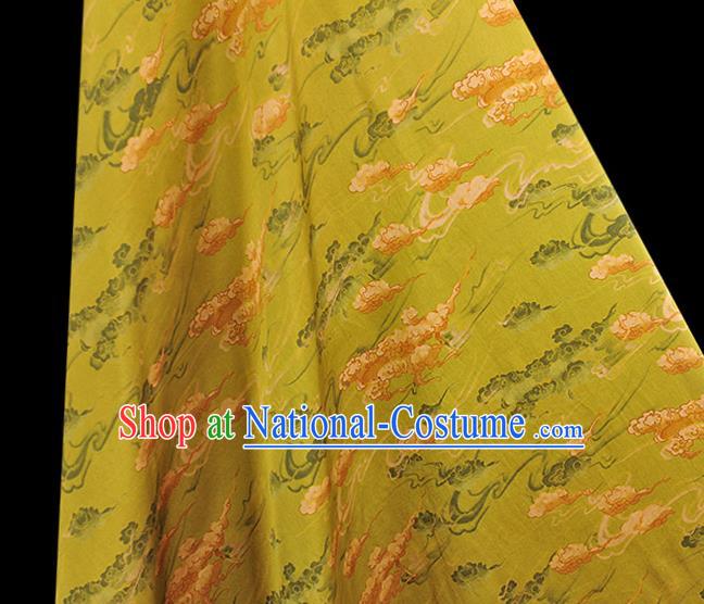 Chinese Cheongsam Gambiered Guangdong Gauze Classical Clouds Pattern Silk Material Traditional Light Green Silk Fabric