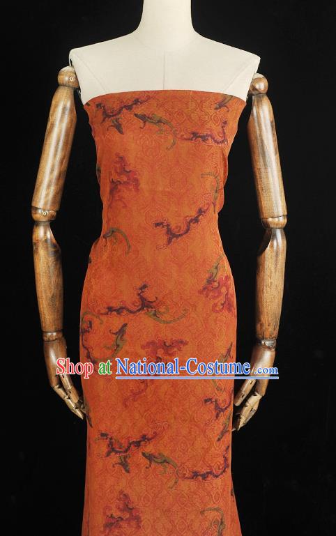 Chinese Cheongsam Ginger Gambiered Guangdong Gauze Classical Clouds Pattern Silk Material Traditional Jacquard Fabric