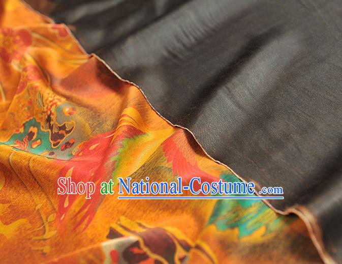 Traditional Orange Silk Material Gambiered Guangdong Gauze Chinese Cheongsam Classical Plum Blossom Pattern Silk Fabric