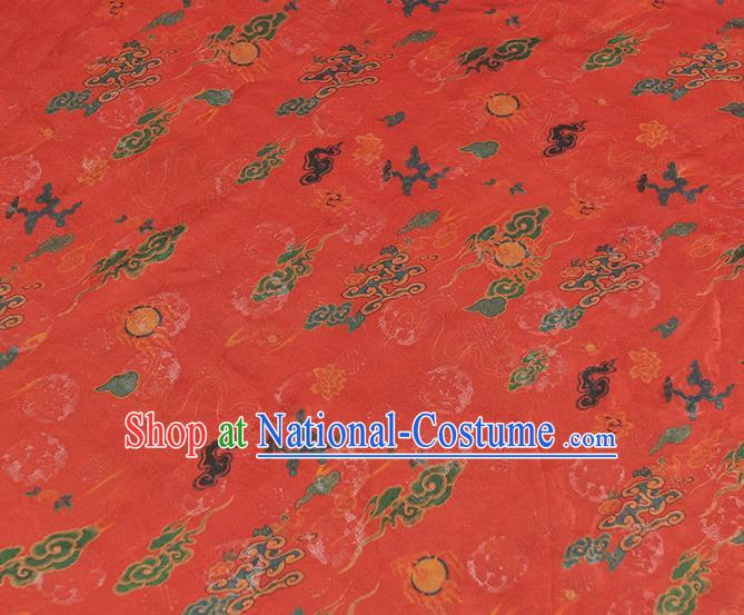 Traditional Red Jacquard Material Gambiered Guangdong Gauze Chinese Cheongsam Classical Clouds Pattern Silk Fabric