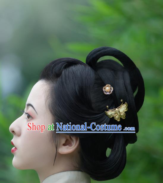 China Ming Dynasty Gilding Butterfly Hairpin Traditional Noble Women Hair Accessories Ancient Hanfu Hair Stick