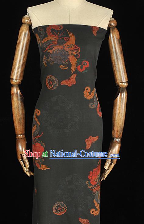 Chinese Classical Phoenix Pattern Silk Material Traditional Cheongsam Gambiered Guangdong Gauze