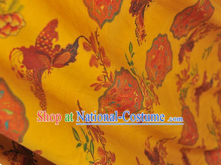 Chinese Traditional Cheongsam Satin Fabric Classical Butterfly Pattern Silk Material