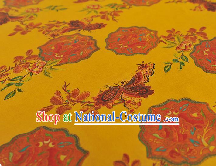 Chinese Traditional Cheongsam Satin Fabric Classical Butterfly Pattern Silk Material