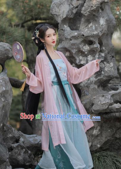 China Ancient Hanfu Dress Traditional Song Dynasty Young Beauty Historical Clothing