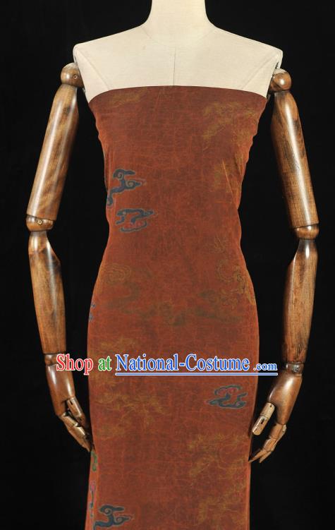 Top Chinese Cheongsam Traditional Cloud Dragon Pattern Brown Silk Fabric Gambiered Guangdong Gauze