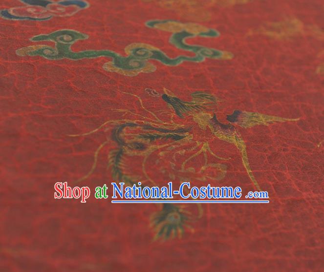 Top Red Gambiered Guangdong Gauze Chinese Cheongsam Traditional Cloud Dragon Pattern Silk Fabric