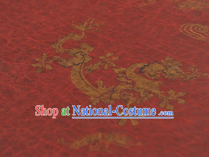 Top Red Gambiered Guangdong Gauze Chinese Cheongsam Traditional Cloud Dragon Pattern Silk Fabric