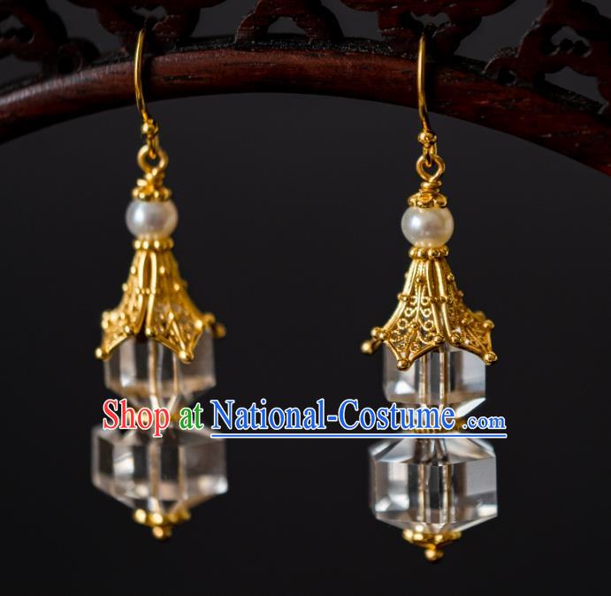 China Traditional Ming Dynasty Ear Jewelry Ancient Ming Dynasty Imperial Concubine Crystal Gourd Earrings