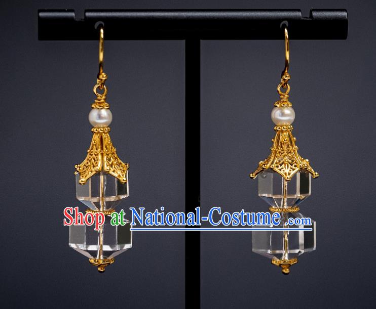 China Traditional Ming Dynasty Ear Jewelry Ancient Ming Dynasty Imperial Concubine Crystal Gourd Earrings