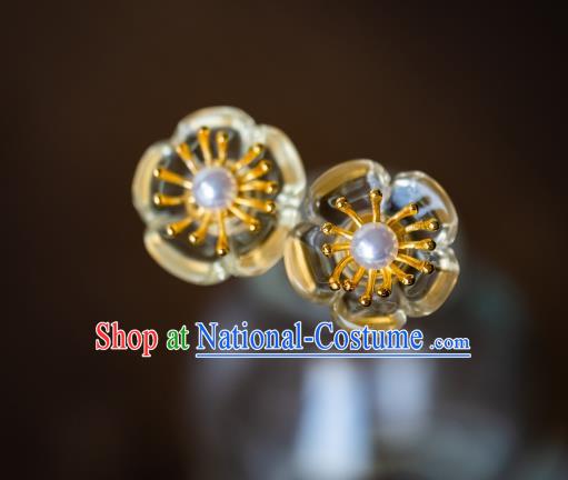 China Ancient Princess Plum Blossom Hairpin Traditional Court Hanfu Hair Accessories Ming Dynasty Crystal Hair Clip