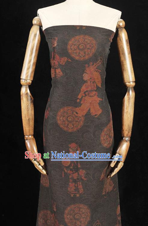 Top Grade Chinese Traditional Court Lady Pattern Silk Drapery Cheongsam Gambiered Guangdong Gauze Craquelure Fabric