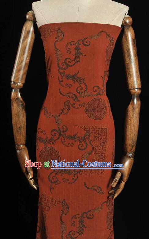 Top Grade Gambiered Guangdong Gauze Fabric Chinese Cheongsam Traditional Palace Wall Pattern Orange Silk Drapery