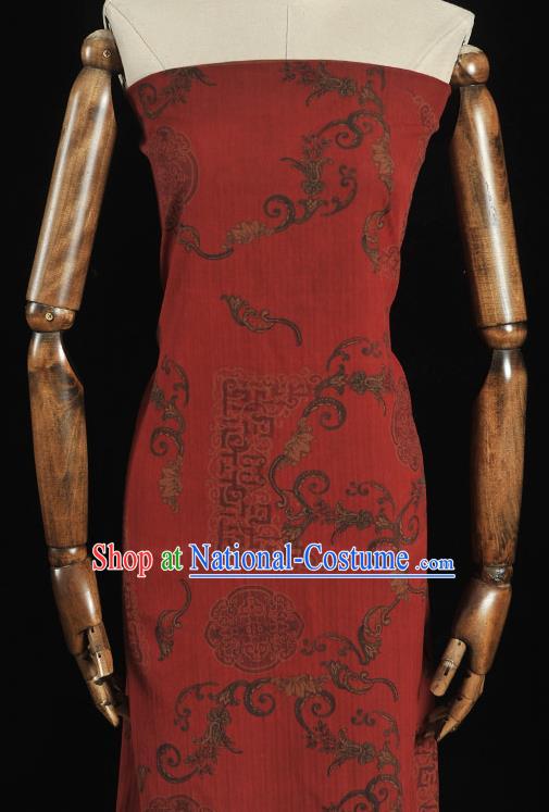 Top Grade Chinese Traditional Palace Wall Pattern Red Silk Drapery Gambiered Guangdong Gauze Cheongsam Fabric