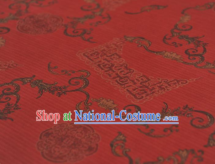 Top Grade Chinese Traditional Palace Wall Pattern Red Silk Drapery Gambiered Guangdong Gauze Cheongsam Fabric