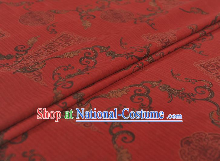 Top Grade Chinese Traditional Palace Wall Pattern Red Silk Drapery Gambiered Guangdong Gauze Cheongsam Fabric