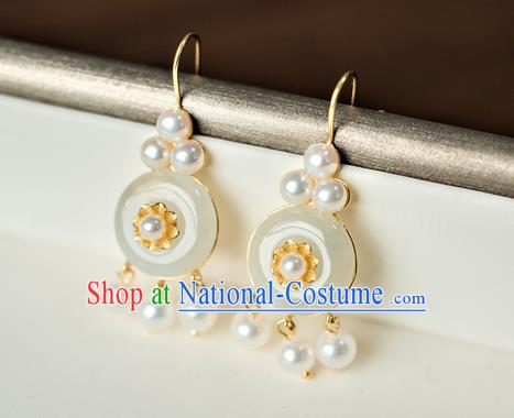 China Traditional Qing Dynasty Jade Earrings Ancient Imperial Concubine Ear Jewelry Accessories