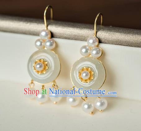 China Traditional Qing Dynasty Jade Earrings Ancient Imperial Concubine Ear Jewelry Accessories