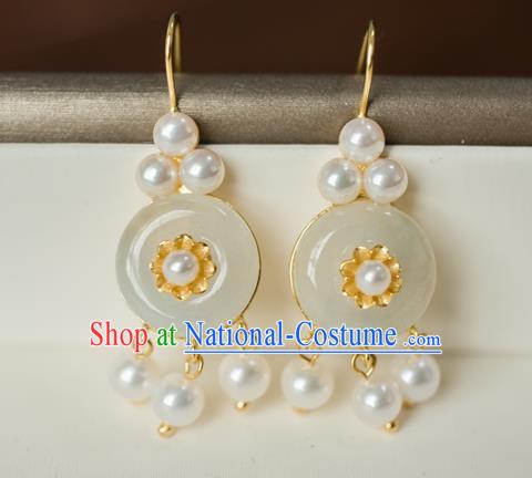 China Traditional Qing Dynasty Jade Earrings Ancient Imperial Concubine Ear Jewelry Accessories