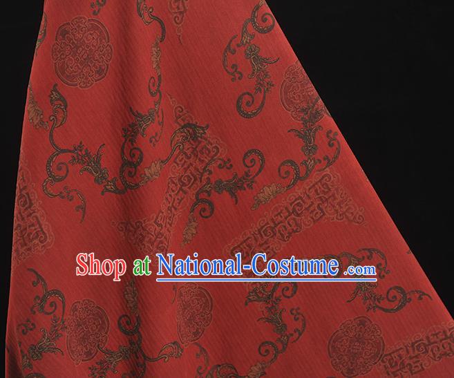 Top Grade Chinese Traditional Palace Wall Pattern Red Silk Drapery Gambiered Guangdong Gauze Cheongsam Fabric