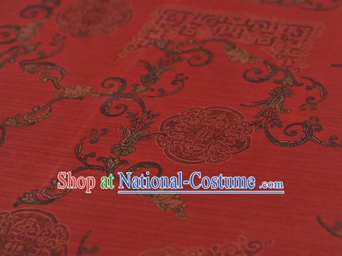 Top Grade Chinese Traditional Palace Wall Pattern Red Silk Drapery Gambiered Guangdong Gauze Cheongsam Fabric