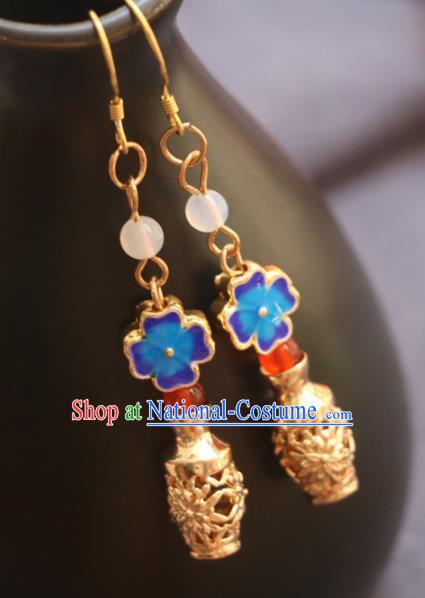 Handmade Traditional Golden Vase Ear Accessories Chinese National Enamel Earrings