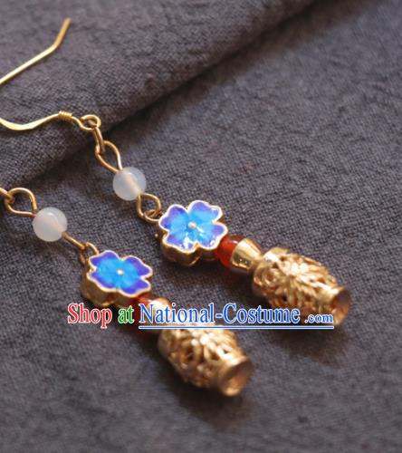 Handmade Traditional Golden Vase Ear Accessories Chinese National Enamel Earrings