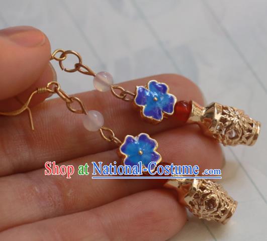 Handmade Traditional Golden Vase Ear Accessories Chinese National Enamel Earrings