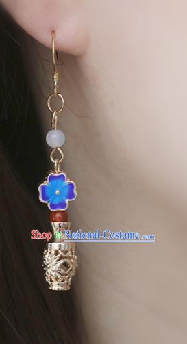 Handmade Traditional Golden Vase Ear Accessories Chinese National Enamel Earrings