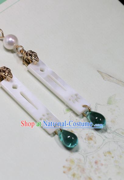 Handmade Traditional Ear Accessories Chinese Hanfu Jewelry National White Shell Earrings