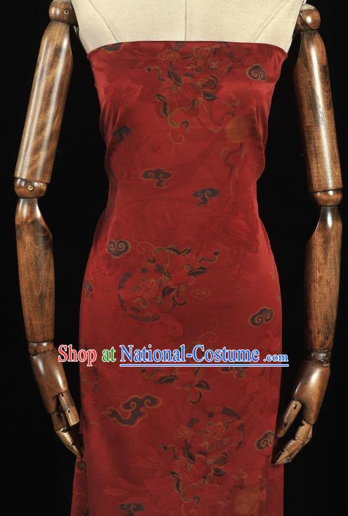 Top Grade Jacquard Gambiered Guangdong Gauze Chinese Cheongsam Fabric Traditional Royal Pattern Red Silk Drapery