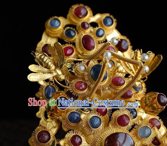 China Handmade Hair Accessories Ancient Empress Hair Crown Ming Dynasty Palace Gems Hairpin for Women