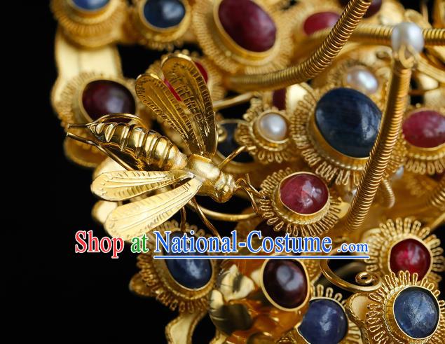 China Handmade Hair Accessories Ancient Empress Hair Crown Ming Dynasty Palace Gems Hairpin for Women