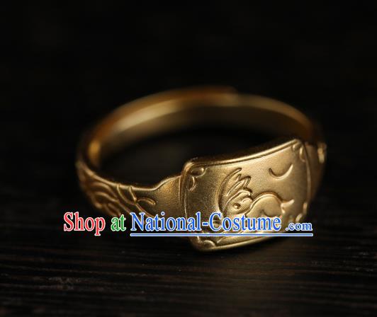 China Ming Dynasty Golden Ring Ancient Princess Finger Ring for Women