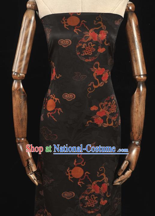 Top Grade Gambiered Guangdong Gauze Chinese Traditional Royal Pattern Silk Drapery Cheongsam Jacquard Black Satin Fabric