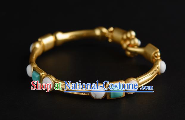 Chinese Traditional Sui Dynasty Jewelry Ancient Princess Li Jingxun Pearls Bracelet Gilding Accessories