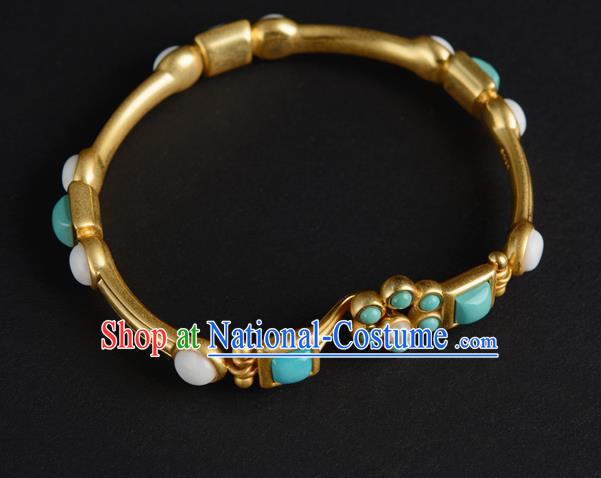 Chinese Traditional Sui Dynasty Jewelry Ancient Princess Li Jingxun Pearls Bracelet Gilding Accessories