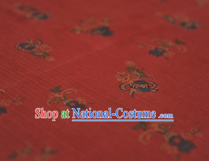 Top Grade Red Gambiered Guangdong Gauze Chinese Traditional Flowers Pattern Silk Drapery Cheongsam Fabric