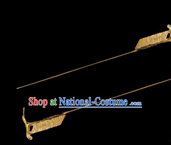 China Traditional Hanfu Hair Accessories Handmade Ancient Empress Hairpin Jin Dynasty Golden Dagger Axe Hair Stick for Women