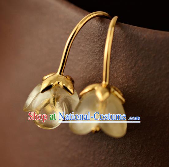 China Ancient Princess Osmanthus Ear Jewelry Accessories Traditional Qing Dynasty Palace Lady Earrings