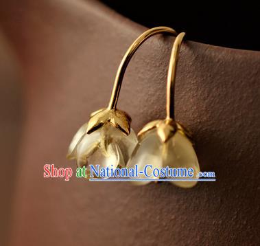 China Ancient Princess Osmanthus Ear Jewelry Accessories Traditional Qing Dynasty Palace Lady Earrings